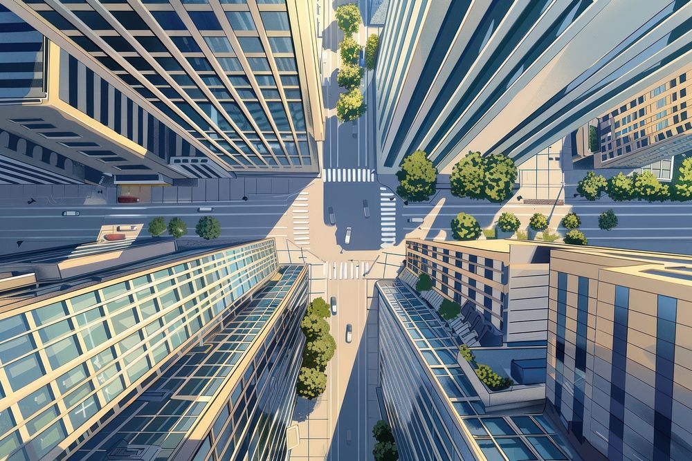 Modern smart city building architecture metropolis outdoors.