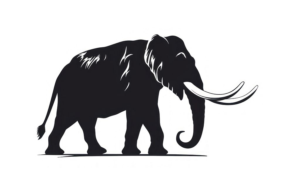 Mammoth silhouette clip art elephant wildlife animal.
