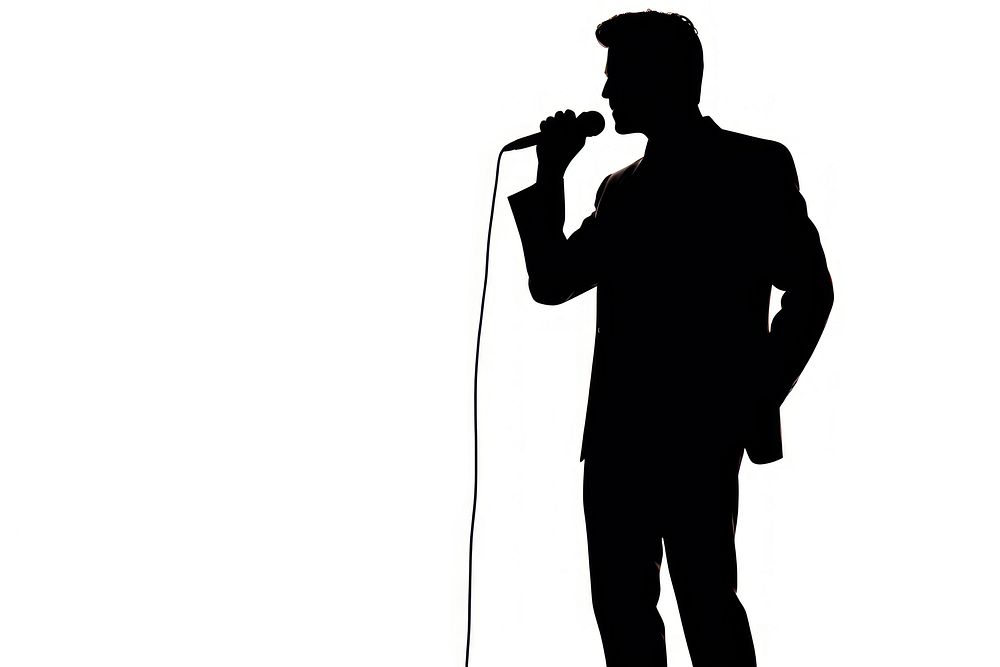 Man singer silhouette clip art microphone adult white.
