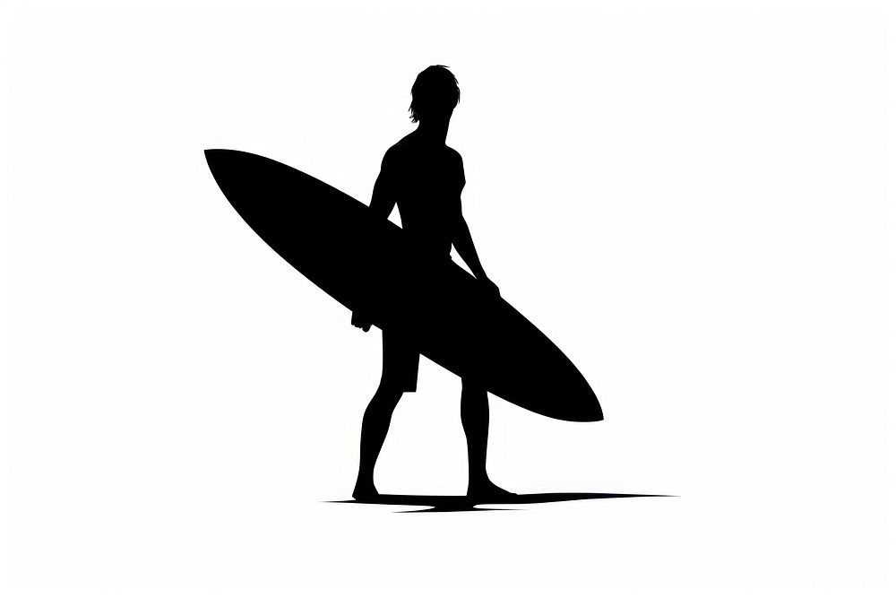 Man with surf silhouette clip art surfing sports white background.