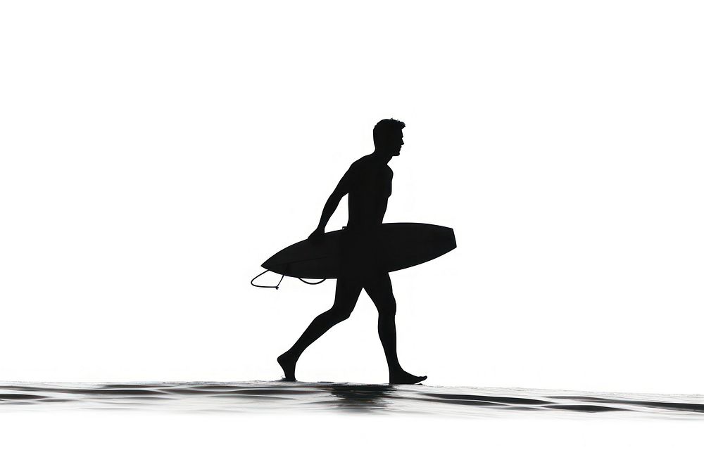 Man with surf silhouette clip art adult man white background.