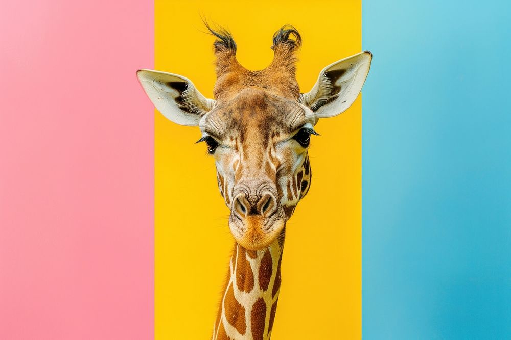 Retro collage of giraff wildlife giraffe animal.