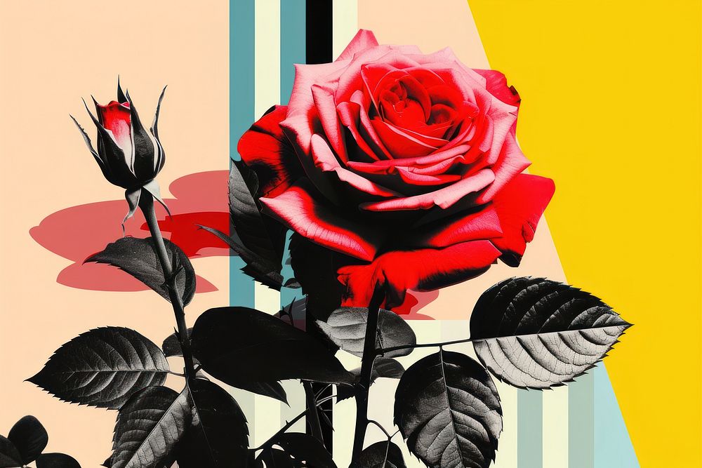 Retro collage roses flower plant | Premium Photo Illustration - rawpixel