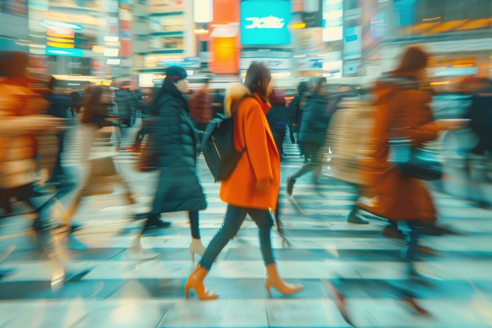 People walking in the smart city footwear motion adult.