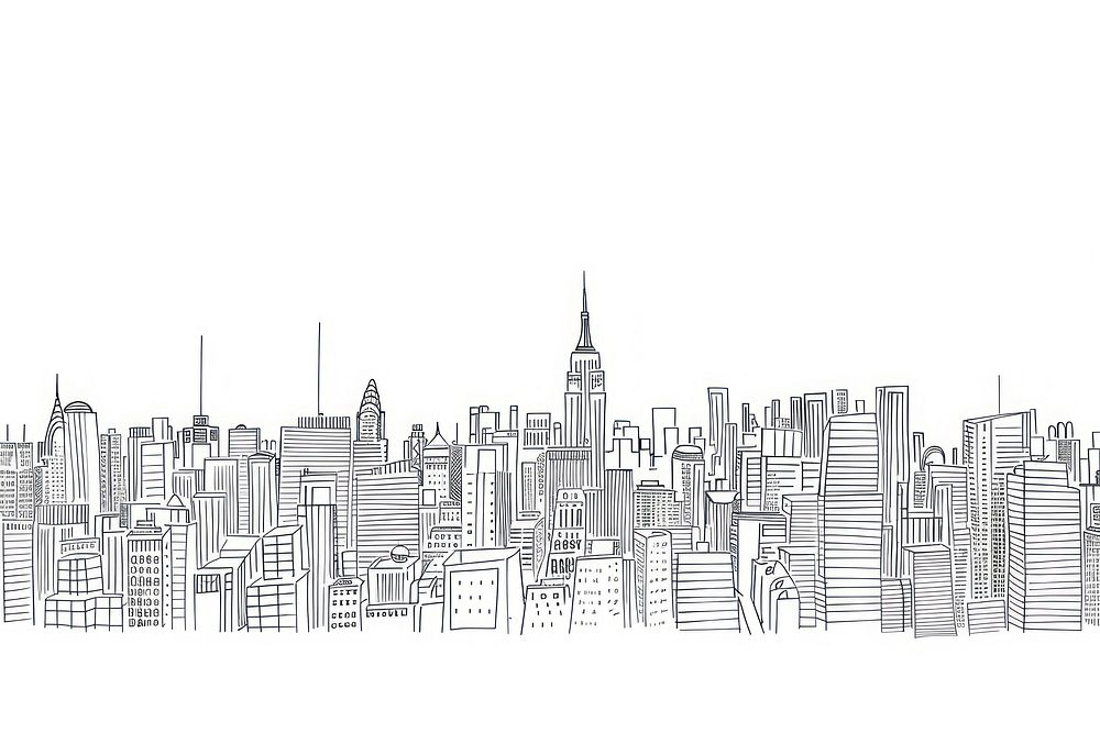 New york city sketch metropolis drawing.