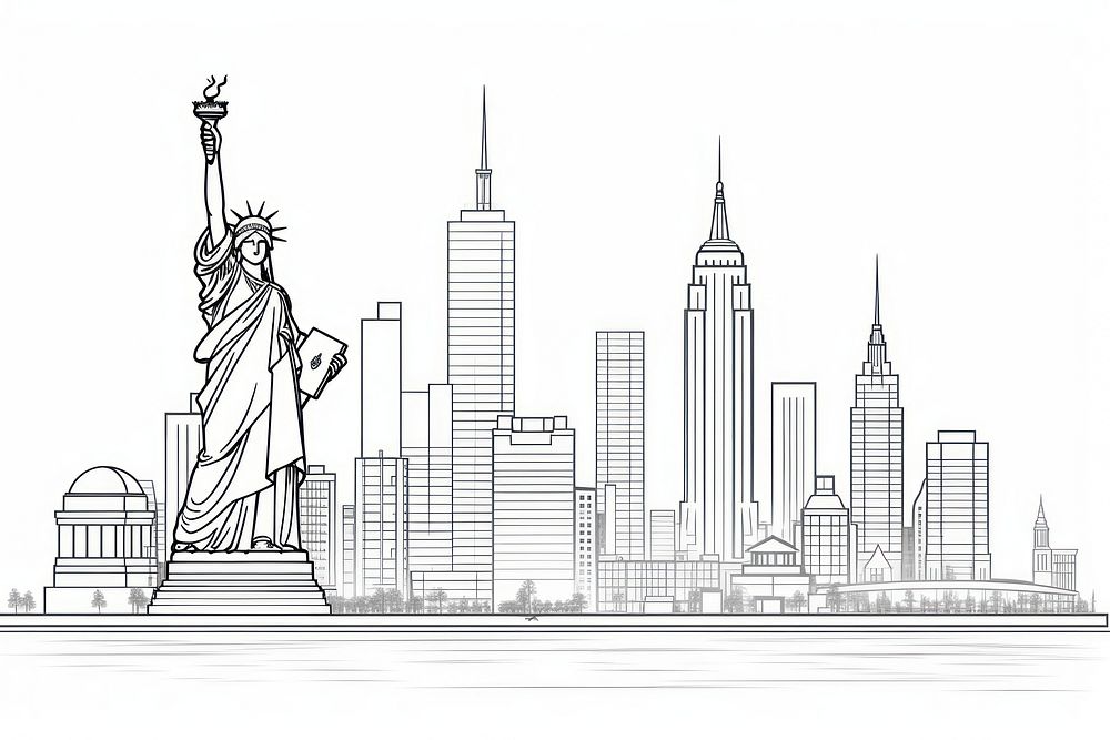 New york city sketch metropolis drawing.