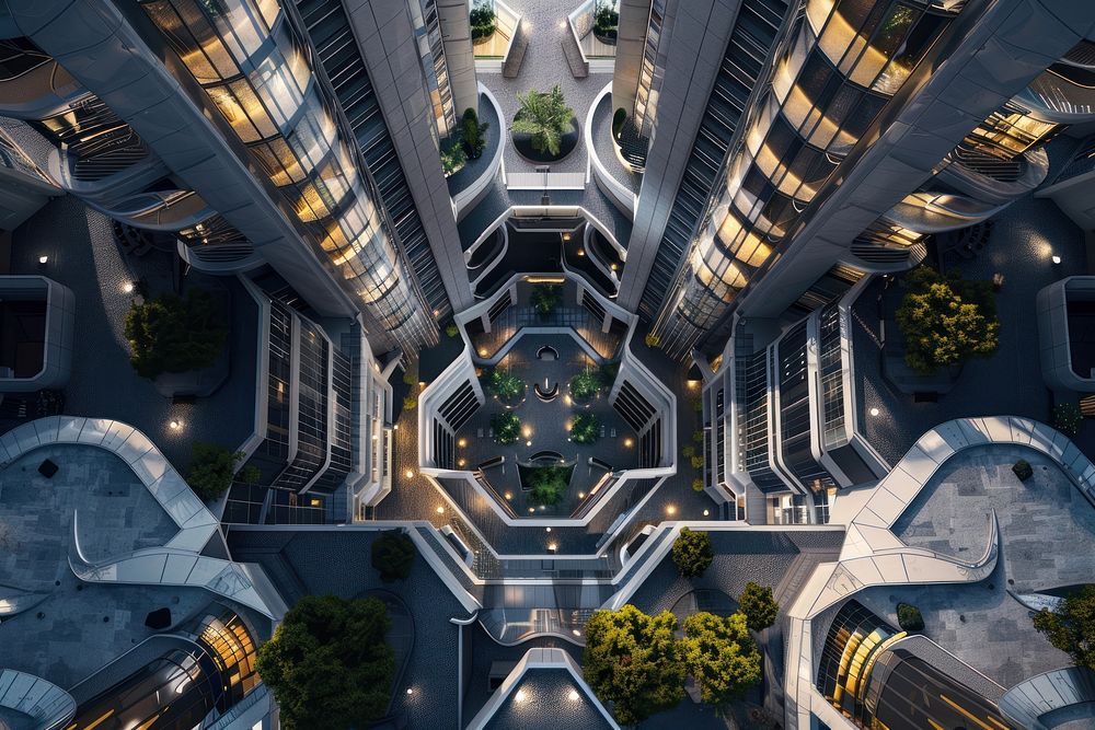 Wide smart city high building architecture metropolis outdoors.