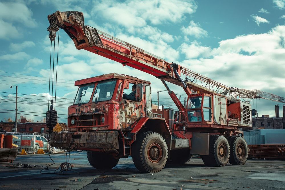 Construction crane truck vehicle car transportation.