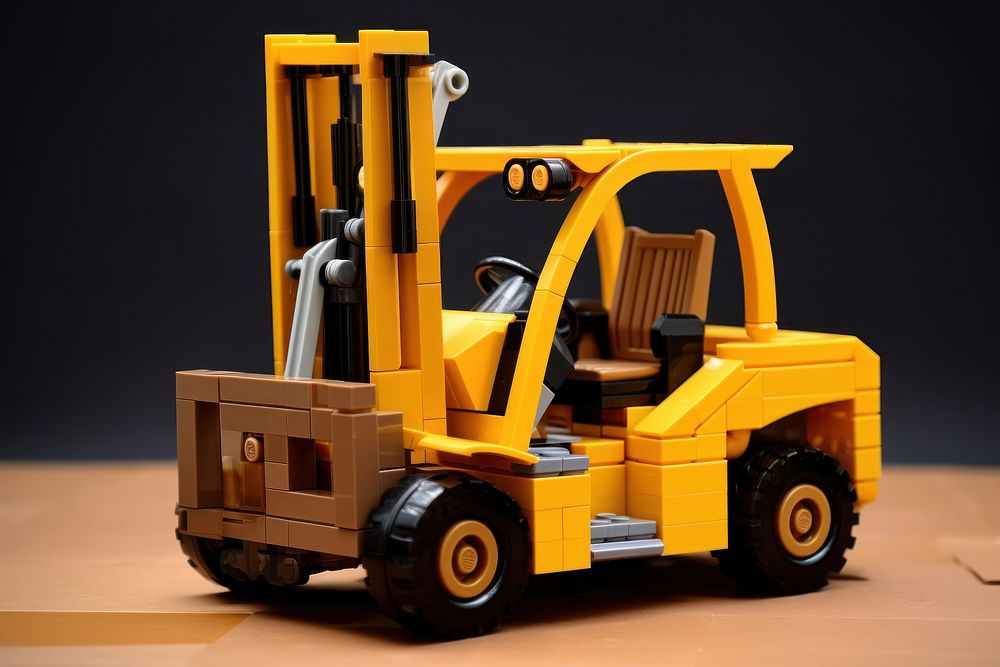 Construction forklift  delivering machinery.