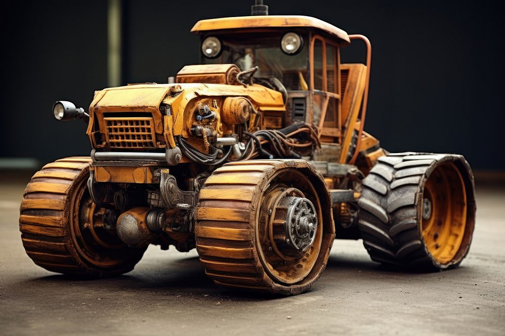 Construction road roller  vehicle tractor.