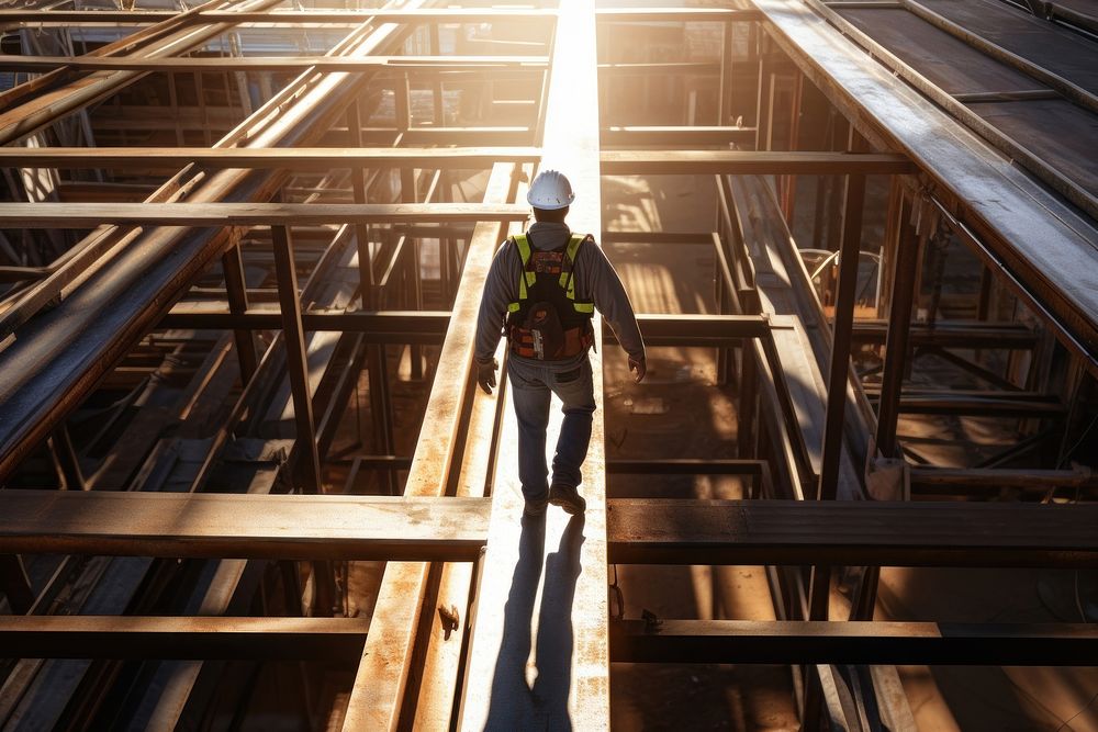 Engineer walking in the roof of construction hardhat helmet adult.