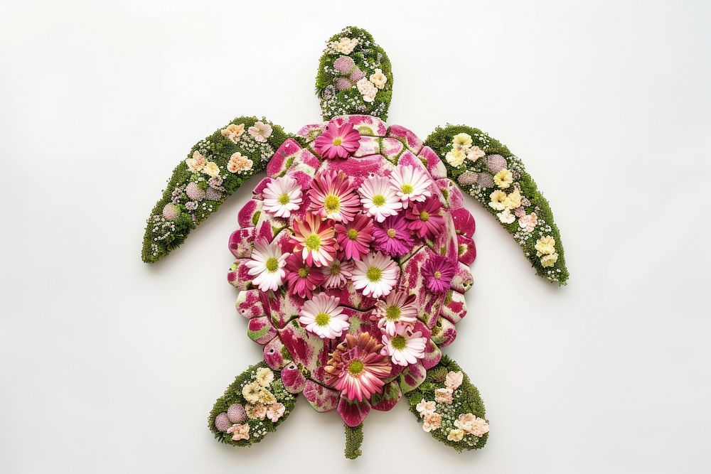Flat floral sea turtle shape flower pattern plant.
