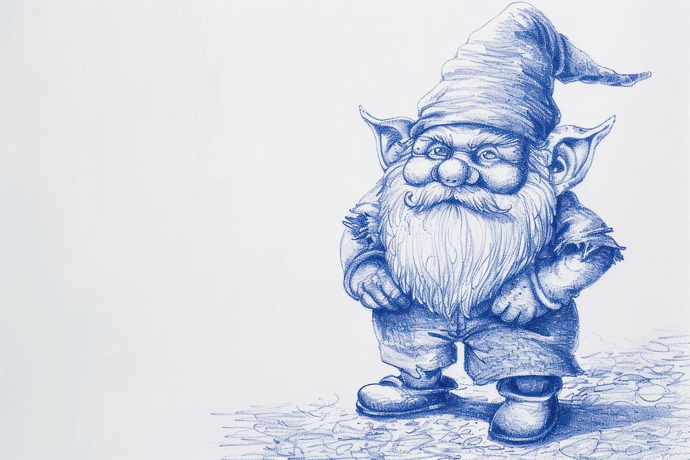 Vintage drawing Gnome sketch representation celebration.
