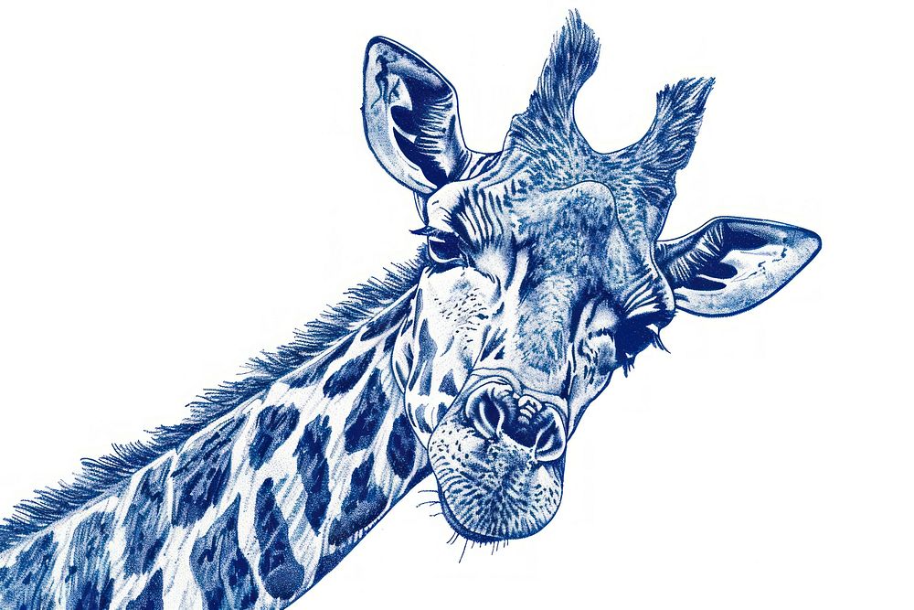 Vintage drawing Giraffe giraffe wildlife animal.
