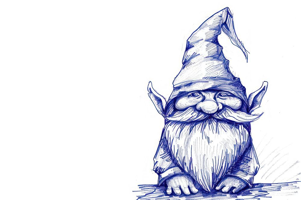 Vintage drawing Gnome sketch representation illustrated.
