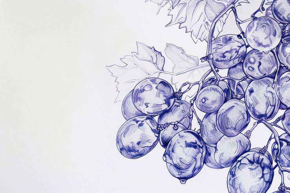 Vintage drawing Grapes sketch plant grape.