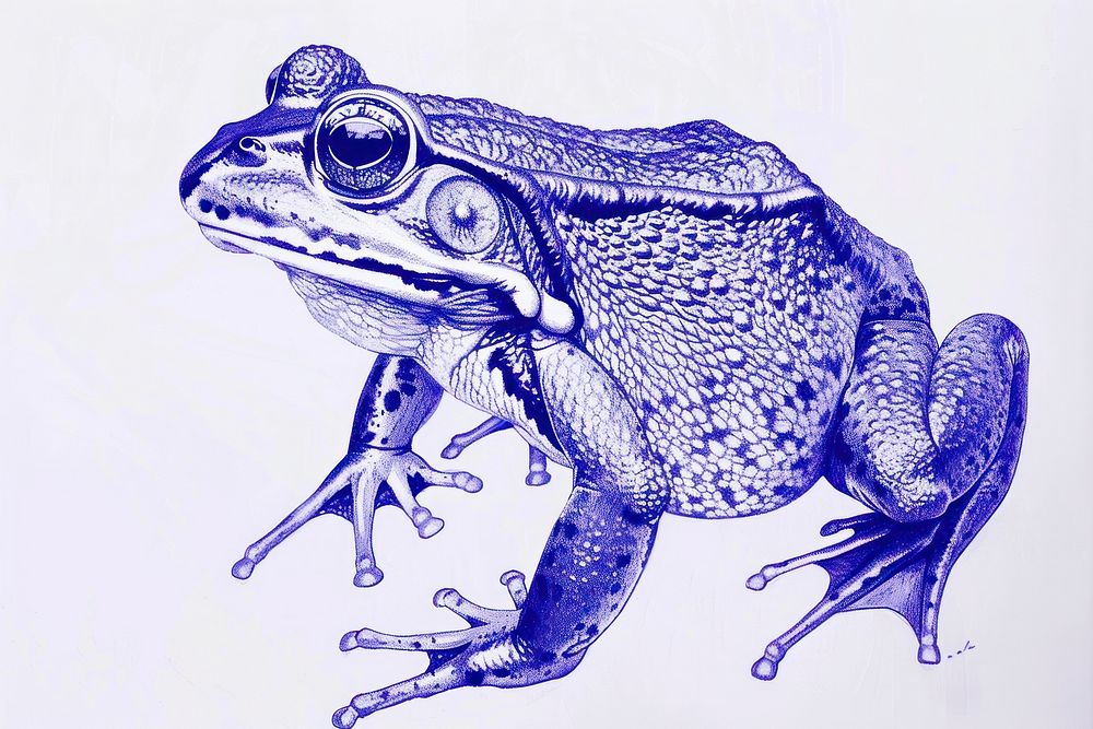 Vintage drawing Frog frog amphibian wildlife.