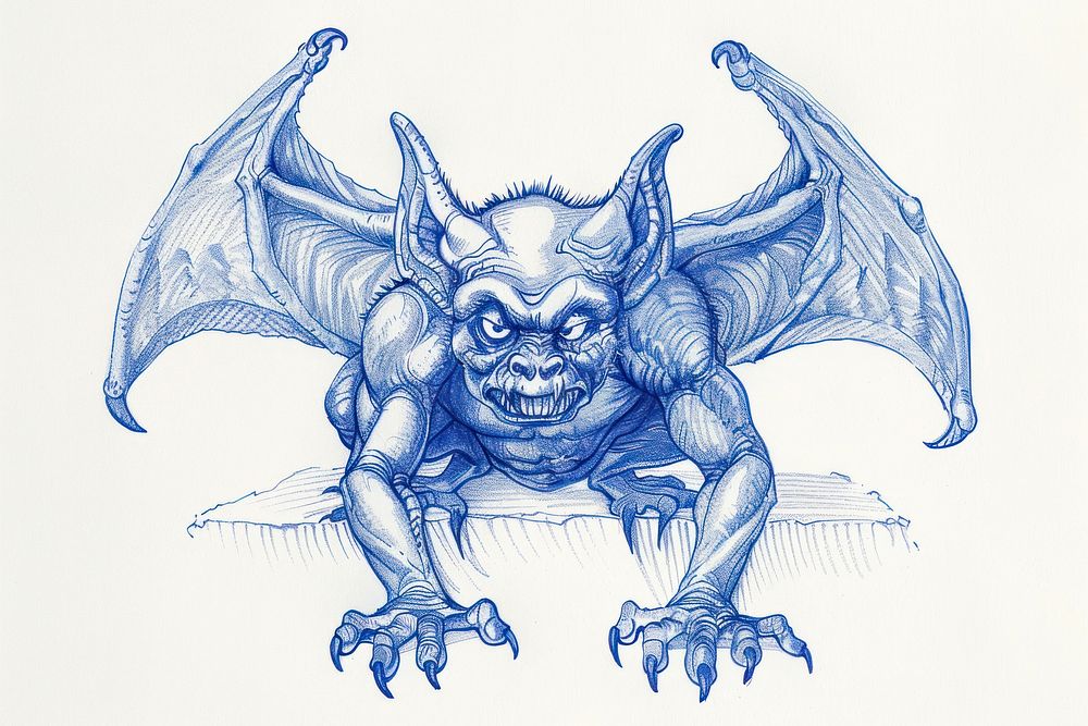 Vintage drawing Gargoyle gargoyle sketch | Premium Photo Illustration ...