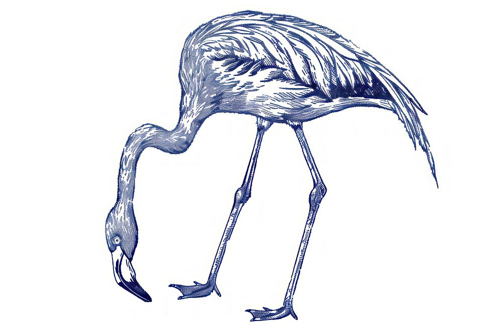 Vintage drawing Flamingo flamingo animal bird.