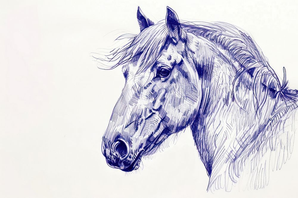 Vintage drawing horse animal mammal sketch.