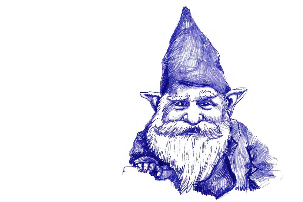 Vintage drawing Gnome sketch representation illustrated.