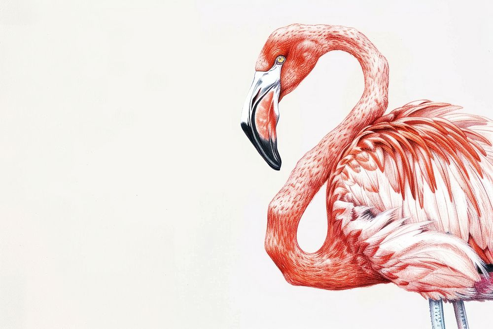 Vintage drawing Flamingo flamingo animal bird.