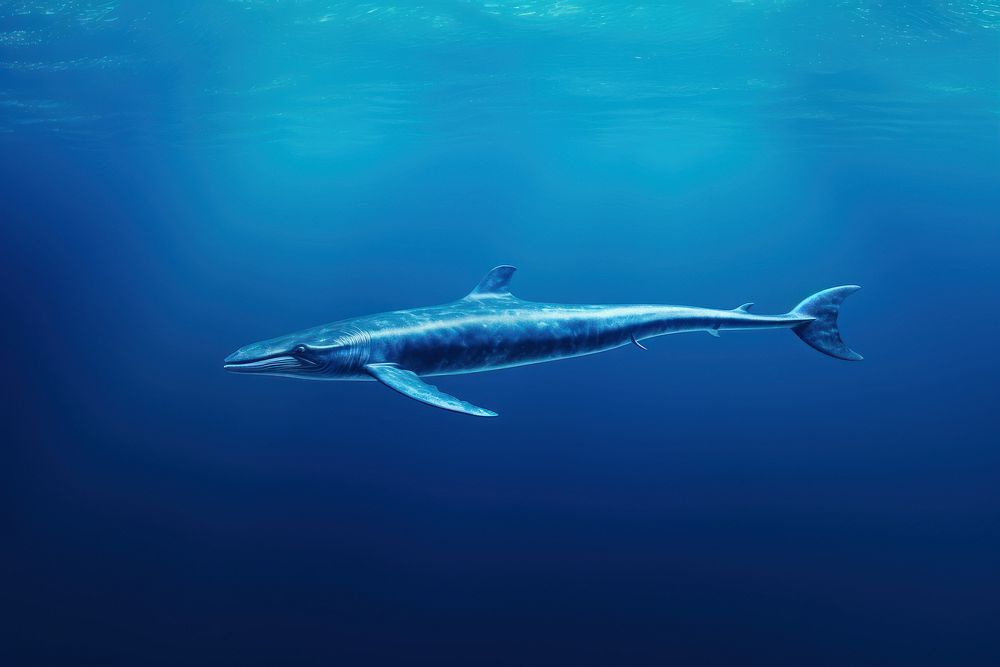 Blue whale swimming outdoors animal.