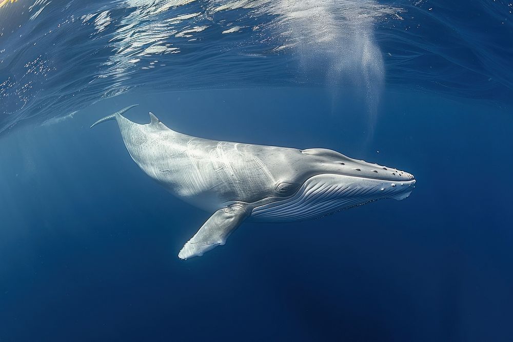 Blue whale swimming animal mammal.