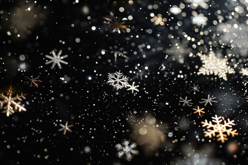 Snowflakes backgrounds night black background.