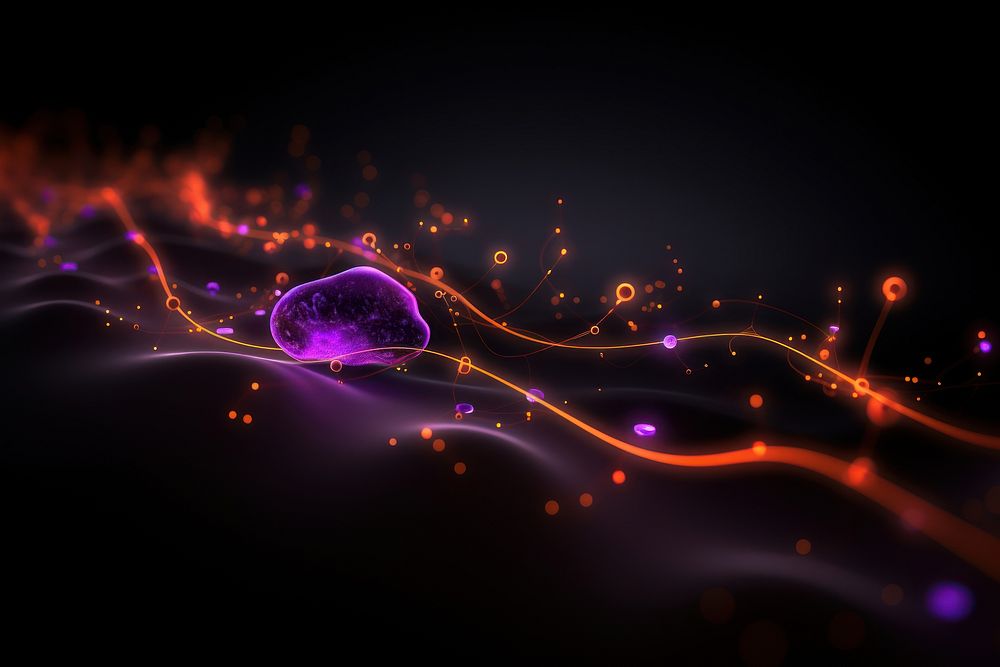 3D visualization technology universe purple light.