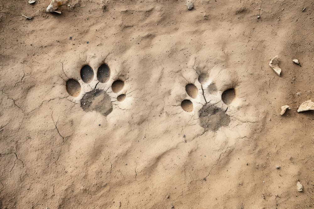 Cat paw print footprint soil backgrounds.