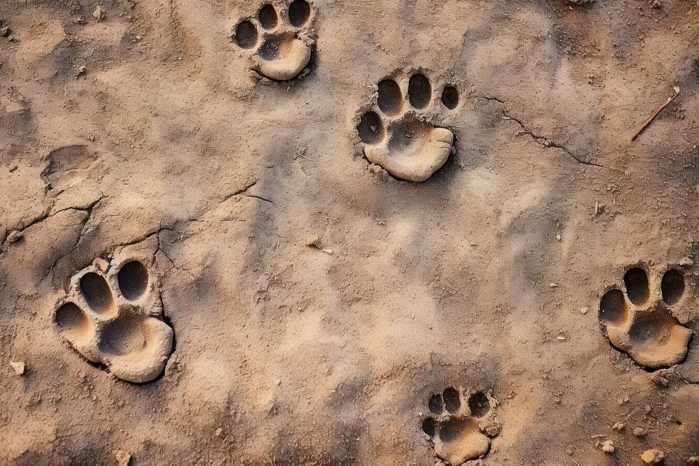 Cat paw print soil footprint backgrounds.