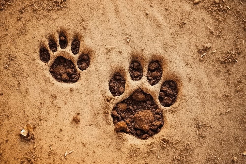Dog paw print soil footprint backgrounds.