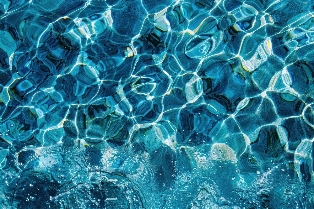 Swimming pool water texture underwater turquoise outdoors.