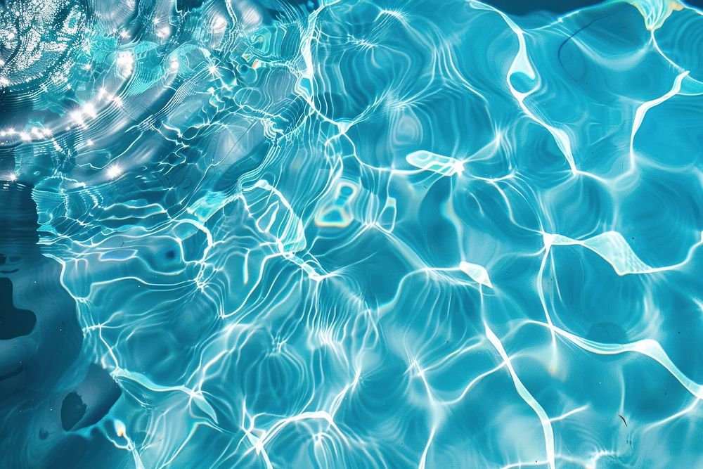 Swimming pool water texture underwater turquoise outdoors.