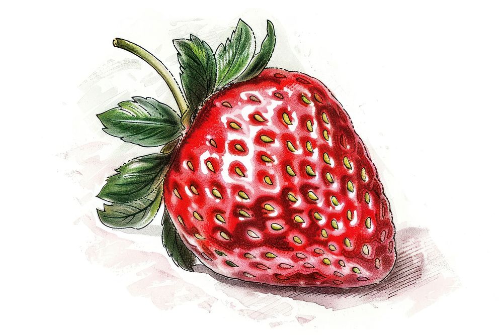 Vintage illustration strawberry fruit plant food.