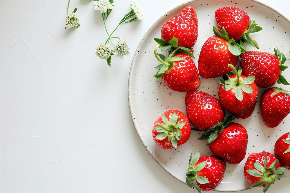 Vintage illustration strawberries strawberry fruit plate.