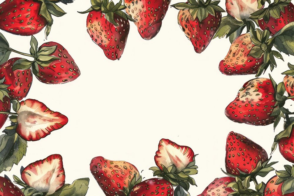 Vintage illustration strawberries strawberry fruit plant.