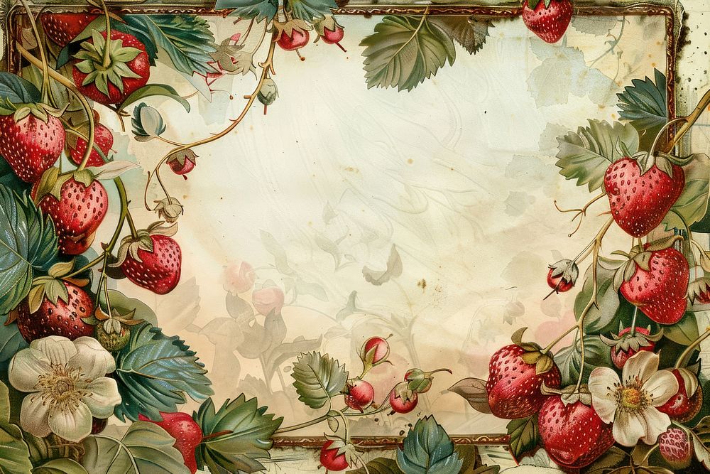 Vintage illustration strawberries strawberry pattern fruit.