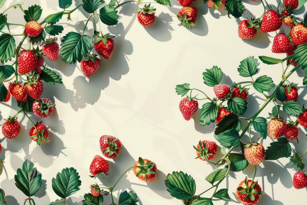 Vintage illustration strawberries strawberry plant fruit.