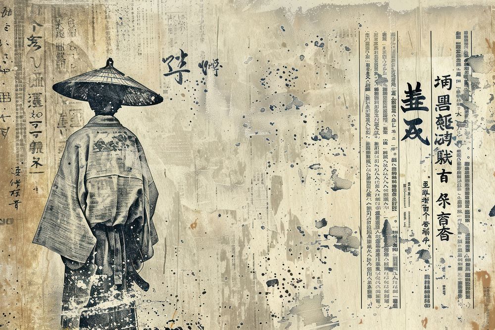 Samurai ephemera border text backgrounds drawing.