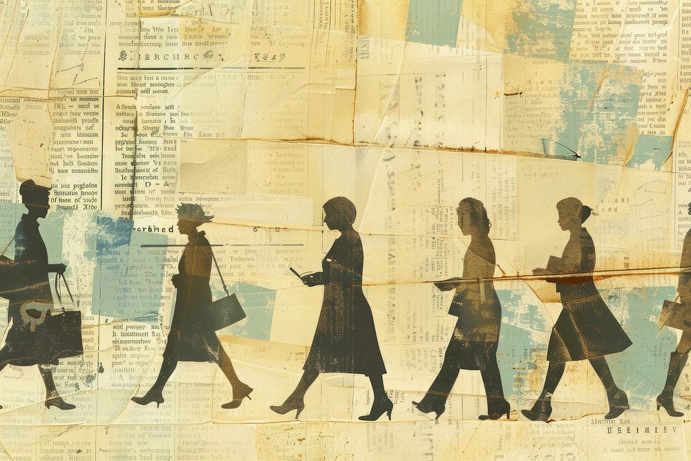 Diverse business women walking ephemera border painting drawing adult.