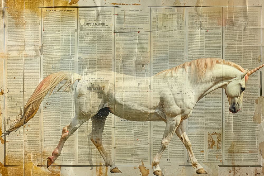 Unicorn walking ephemera border backgrounds painting animal.