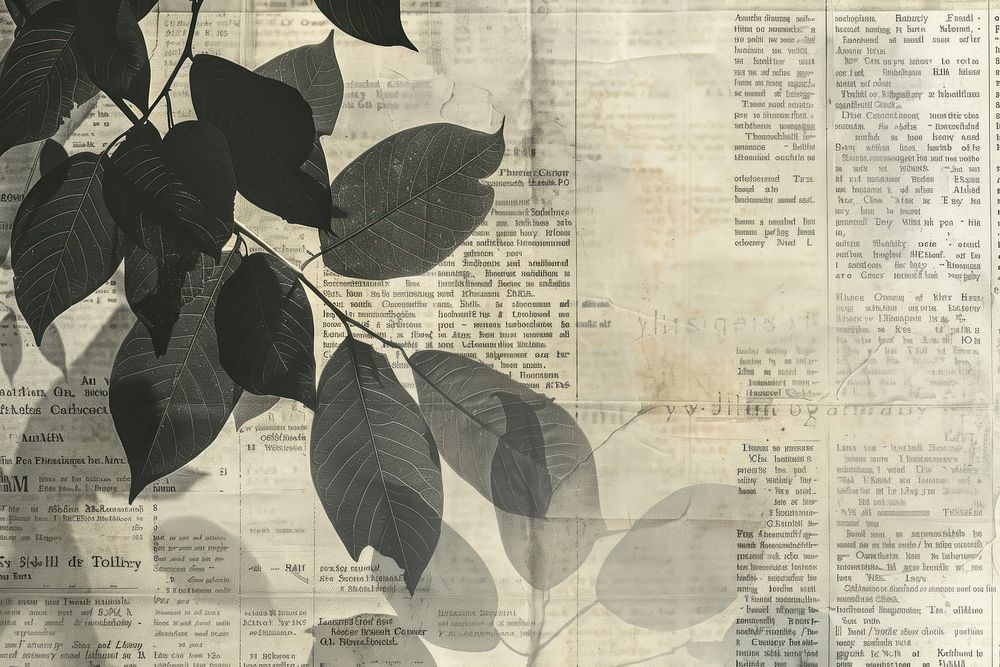 Leaves shadows ephemera border newspaper backgrounds plant.