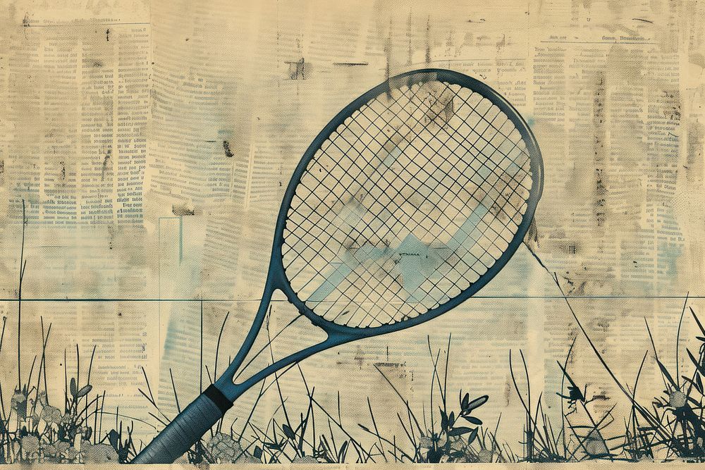 Summer grass tennis ephemera border backgrounds drawing racket.