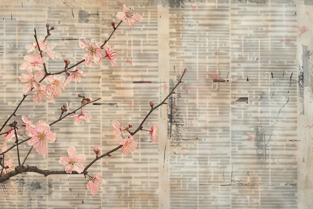 Japanese cherry blossom ephemera border backgrounds outdoors flower.