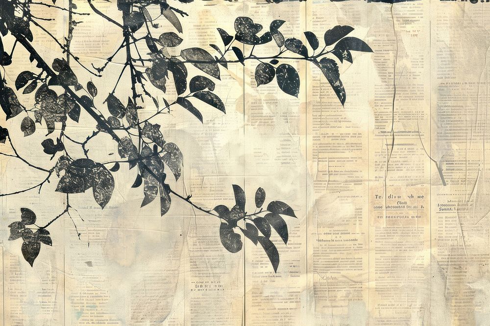 Leaves shadows ephemera border backgrounds newspaper plant.