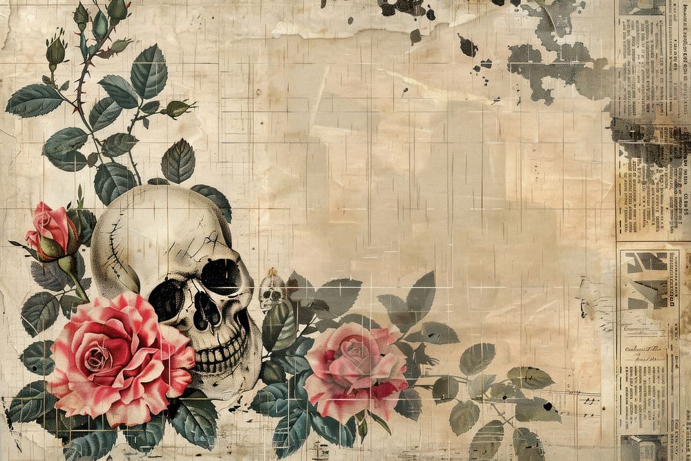Skull roses ephemera border backgrounds pattern flower.