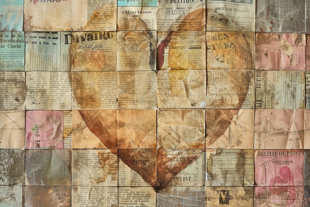 Heart cross walking ephemera border backgrounds collage paper.