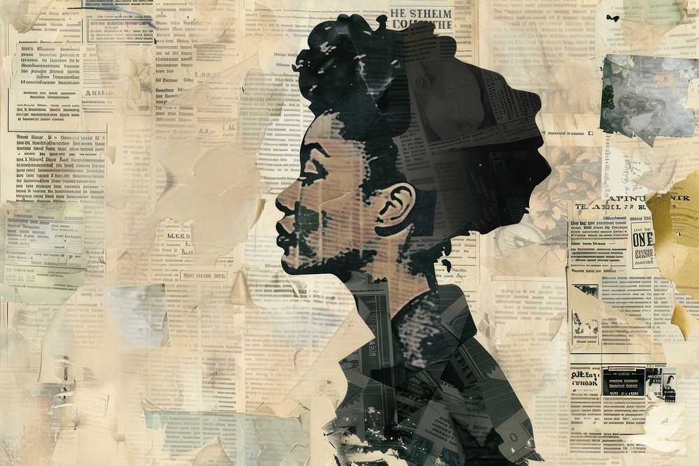 Black businesswoman meeting ephemera border collage drawing adult.